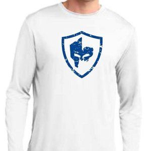 Performance Tee, Long Sleeve, White w/ Blue NEW